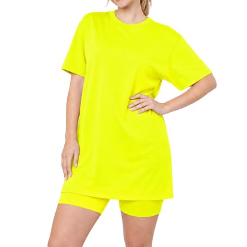 Ensemble 2 pièces femme t-shirt ample et short cycliste noir en coton fluide