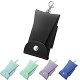 [wuernine] リール付き キーケース ランドセル用 子供 男の子 女の子 小学生用 マグネットボタンで固定紛失防止 盗難防止 目立たない ランドセル肩ベルトに装着可能 可愛い 5色展開の皮革製 キーを守る 登下校も安心 ブラック