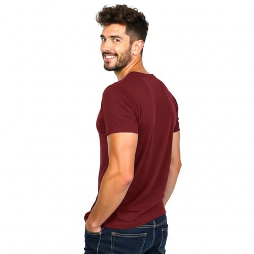 Image of ALOVA Black Round Neck T-Shirt for Men, Polyester Fabric, Gym, Running, Workout Wear, Half Sleeves with Stylish Front Print