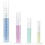 4 Piezas Cilindros Medidores Transparente PP, Probeta Medidora Transparente, Cilindros Medidores, Reutilizable, con Escala Clara y Base Hexagonal, para Bricolaje, 4 Tamaños