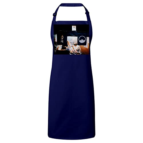 Tablier cuisine premium navy en coton robuste style barbecue japonais yakitori