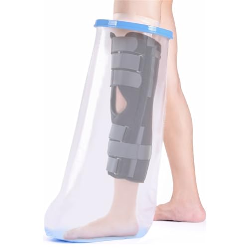 Fasola Protector Escayola Pierna Antideslizante Adulto, Funda Pierna Escayola Ducha Reutilizable Para Muslo, Pierna, Rodilla, Pie, Cubre Escayola Pierna Mantenga el Vendaje Seco Durante el Baño