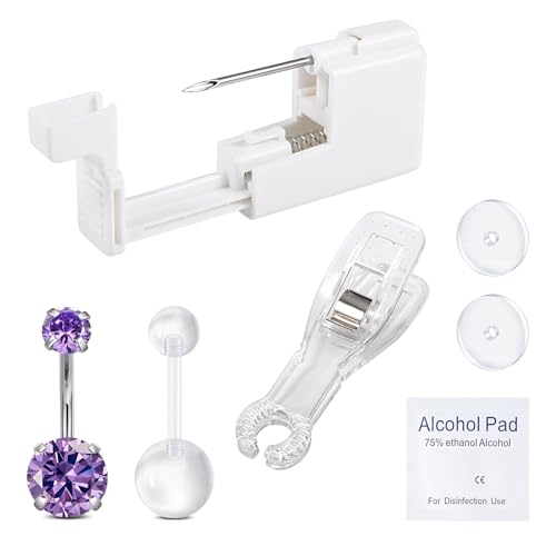 QWALIT Belly Piercing Kit - Belly Button & Navel Piercing Gun - Purple