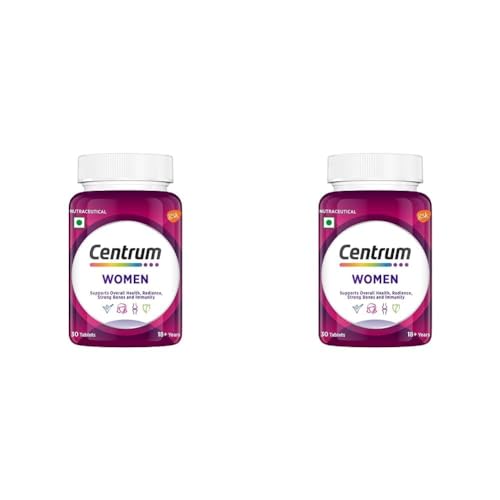Image of Centrum Women, World's No.1 Multivitamin with Biotin, Vitamin C & 21 vital Nutrients for Overall Health, Radiance, Strong Bones & Immunity (Veg) 30 tablets, Pack of 2