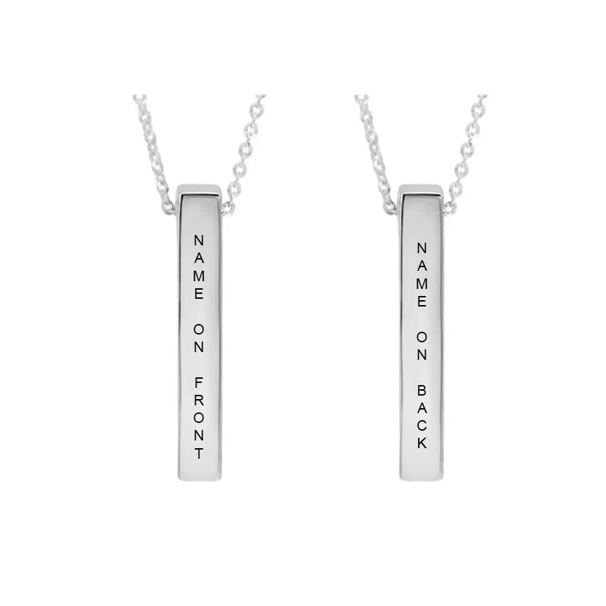 SAVRI Personalized Stainless Steel 3D Vertical Cuboid Bar Pendant Necklace With Your name. Highly Polished 1 side Engraving Customized Adjustable Chains for Women. (Silver)(1-Unit) (B0BLC8K26S) Amazon Price History, Amazon Price Tracker
