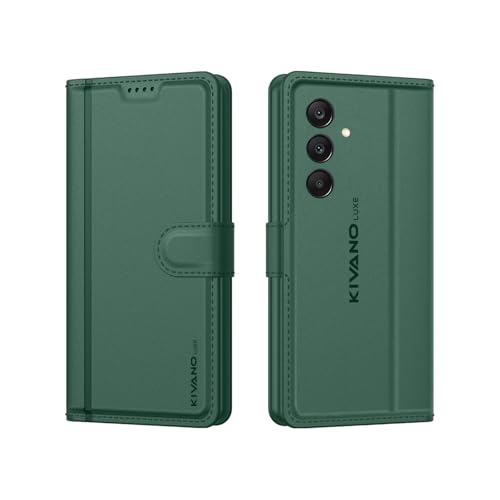 Image of KIVANO LUXE for Samsung F17 5G / Samsung A17 5G / Samsung A26 5G Luxury Handmade Leather Magnetic Flip Folio Case | Card Holder & Kickstand | Slim Protective Cover | Unisex - Green