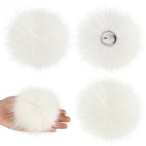 SEPGLITTER Fluffy White Bunny Tail Pin 4 Pack 4 Inch Easter Costume Accessories Rabbit Tail Brooches for Cosplay Festive Fun