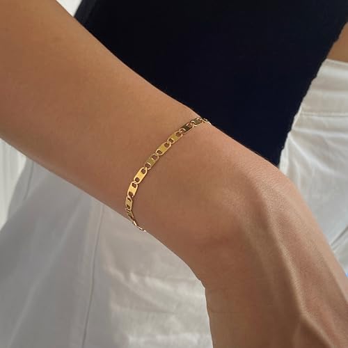 Aluinn Flat Mariner Gold Bracelets for Women Gold Plated Bracelets Adjustable Chain Dainty Gold Jewelry Gifts for Women3