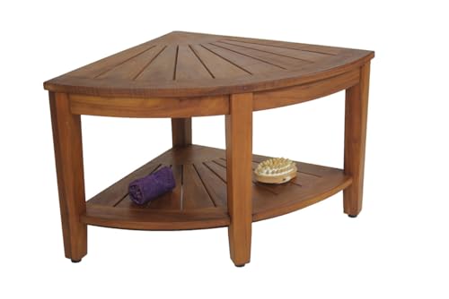 Image of The Original 22 inch Kai Corner Teak Shower Bench with Shelf