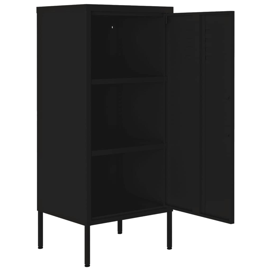 vidaXL Lagerschrank Sideboard Kommode Anrichte Stahlschrank Schrank Beistellschrank Mehrzweckschrank Bücherschrank Standschrank Schwarz 42,5x35x101,5cm Stahl