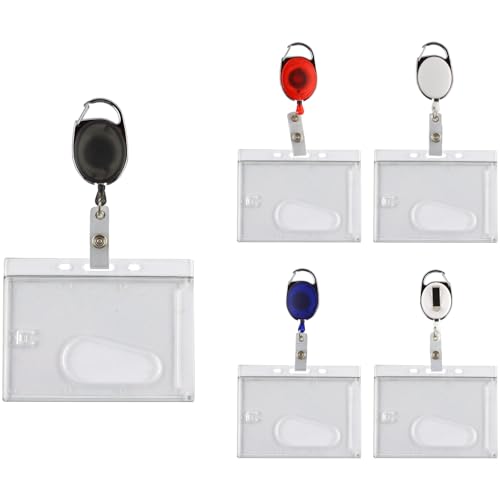 Schmalz Werbeservice 5 Pièces Forfait avec Ultra-Résistant pour Carte D'Identité, Carte D'Identité, Mousqueton et Clip Ceinture - Blanc