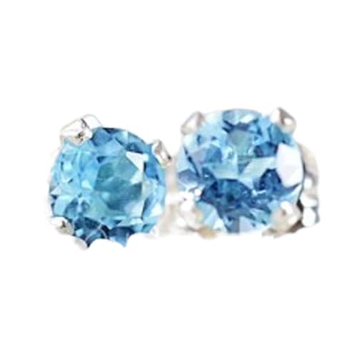 Boucles d'oreilles topaze bleue suisse naturelle, cadeau femme idéal