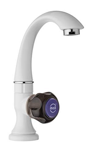 Nixnine Mak ABS Plastic Water Tap Pillar Sink Cock Tap for Kitchen Sink Tap, Bathroom Wash Basins, Hot & Cold Water/ (1/2 Inch 15mm) (White + Crystal Black) Pack of 3