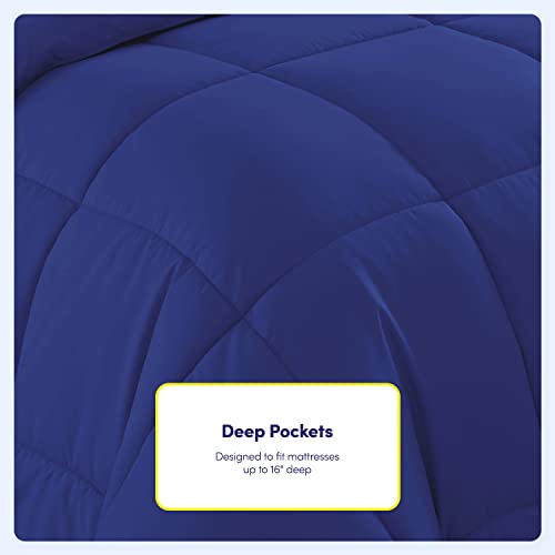 Sweet Home Collection 5 Piece Comforter Set Bag Solid Color All Season Soft Down Alternative Blanket & Luxurious Microfiber Bed Sheets, Royal Blue, Twin
