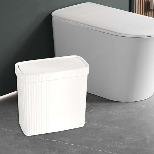 Caneca de basura con tapa de presionar blanca 28x13.5x27.3 cm miniatura 2