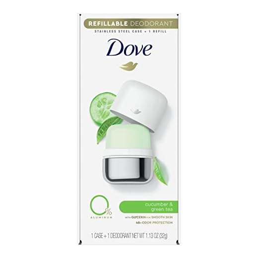 Dove Refillable Deodorant Starter Kit Deodorant For Women Cucumber & Green Tea 0% Aluminum 1.13 oz