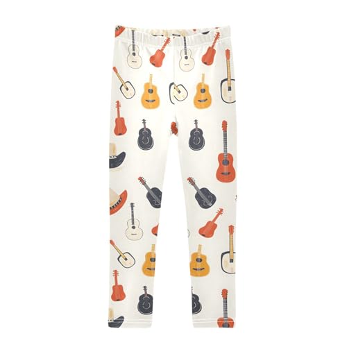 ALAZA Girls' Leggings Children's Yoga Pants Skinny Printed Dance Guitar Hat Comfortable 4T