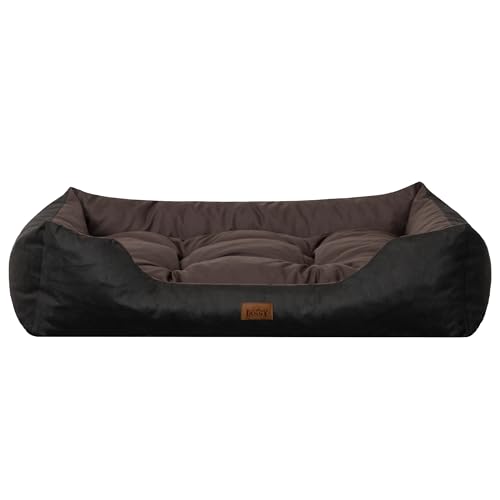 DOGGY Hundebett - Hundekissen für Minihund - Hundekorb - EInfach zu reinigen - erhöhte Ränder, S, 67x54 cm, Braun