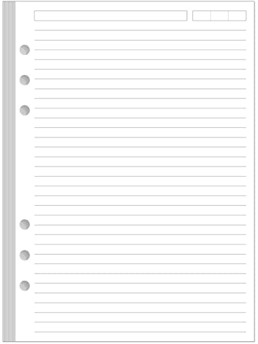 6-Hole Lined Paper Refills for A5 Ring Binder - 100 Sheets/200 Pages Loose Leaf Paper Line Refills for Filofax Planner 100 gsm White Paper 5.8 x 8.25
