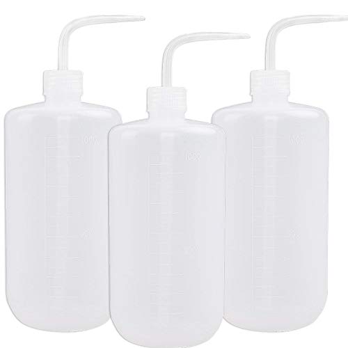 SUPERLELE 3pcs 1000ml LDPE Safety Wash Bottle, Plastic Squeeze Tattoo Bottle Medical Squirt