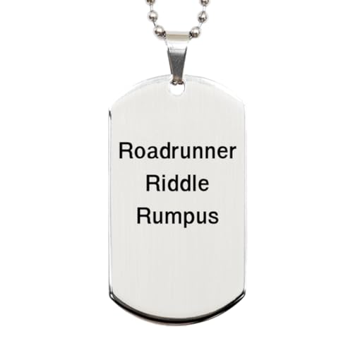 Roadrunner Riddle Rumpus Funny Birds Silver Dog Tag