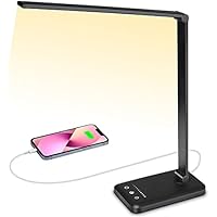 ORROKER Lámpara Escritorio LED, Lámpara de Mesa Cuidado de Los ojos con Puerto de Carga USB,5 Modos de Iluminación,10 Niveles de Brillo,Control Táctil,Lámpara de Noche Plegable para Oficina en Casa