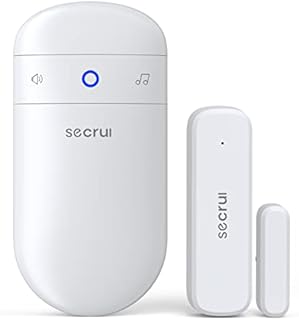 SECRUI Door Chime, Wireless Door Alarm Sensor with 400ft Range 52 Chimes Adjustable Volume Mute Mode LED Indicators – Door Ringer for Opening – Door Open Alert for Home/Business/Office/Store