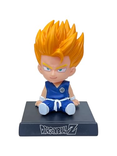 Image of AUGEN Super Hero Goku Blue DBZ Action Figure Limited Edition Bobblehead with Mobile Holder for Car Dashboard, Office Desk & Study Table (Pack of 1)