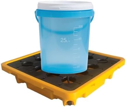 Industrial Spill Containment Pallet Modular Spill Containment Platform - Stackable Anti-Slide Tray With Drain Outlet For Efficient Drum Storage & Leak Prevention, Perfect,Blue+yellow-495x360x105mm