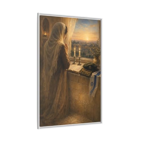 Tableau Sacred Shabbat candle prayer canvas 80x120 vertical pour remplacer les textes illisibles