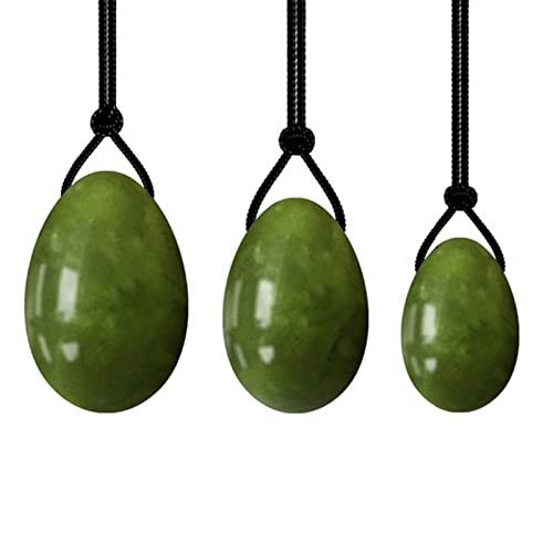 CYLRWSR 4pcs Egg Set Natural Nephrite Jade Massager Rose Quartz Jade Natural Stone for Women Muscle Tightening Drilled Massage Stonefor All Levels of Users Use Yoni Massage Exercise Tools Massager