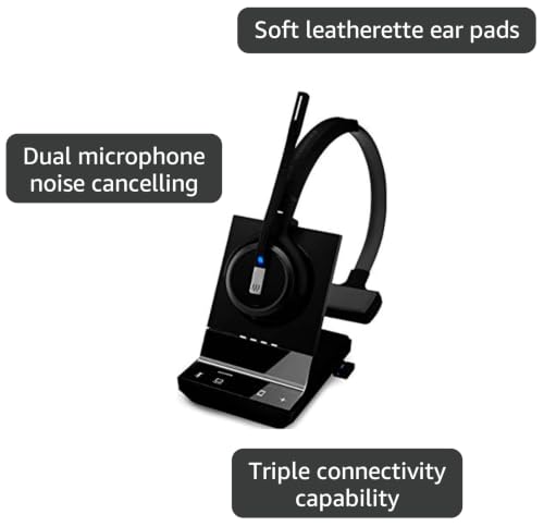 Image of Sennheiser SDW 5034 (507008) - Single-Sided (Monaural) Wireless DECT Headset for Softphone /PC & Mobile Phone Connection Dual Microphone Ultra Noise Cancelling, Black