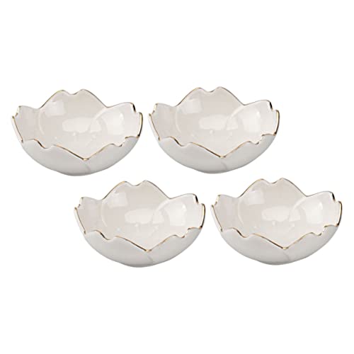 FIXOSHEE 4 piezas Platos Cerámicos para Salsas Forma de de Mini Cuencos para Condimentos Resistentes y Aptos para Uso Doméstico y Restaurantes con Base Estable y Diseño Delicado Blanco con