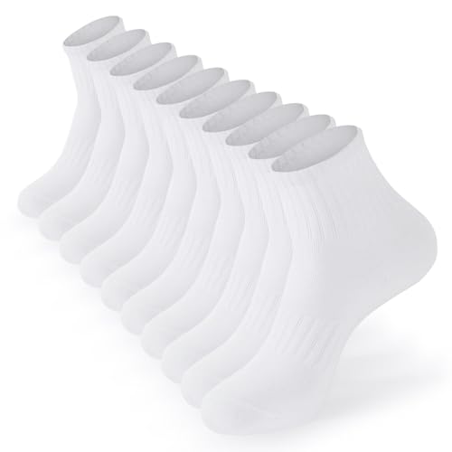 Adwize Women‘s 10 Pairs Athletic Quarter Socks, Cushioned Running Cotton Ankle Socks