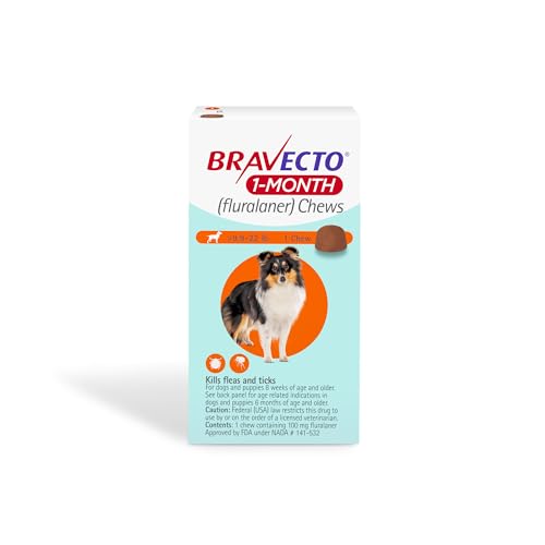 BRAVECTO 1-Month Flea & Tick Chew for Puppies, 1 Chew, 1 Month Supply, 9.9-22 lbs., Orange Box