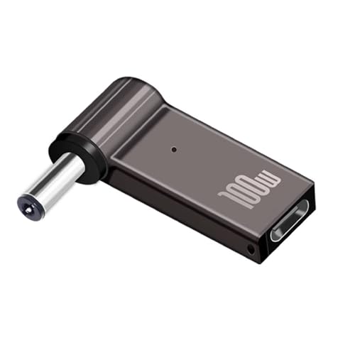 JASHALO Female USB C to DC 5.5mm x 2.1mm Male Converter for Laptop, 20V USB Type C Input to DC5521 Power Converter up to 100W, Work with PD Charger/PD Power Bank and c to c Cable 90 Degree