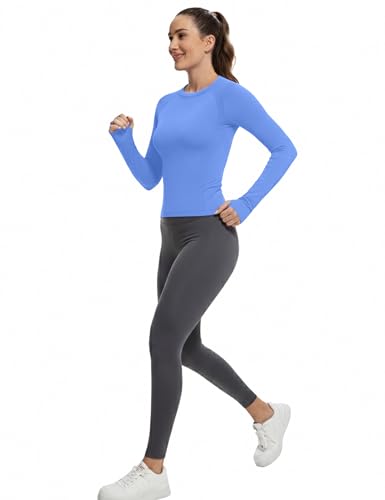 Image of MathCat Workout Shirts for Women Long Sleeve, Workout Tops for Women, Quick Dry Gym Athletic Tops,Seamless Yoga Shirts XS-XL