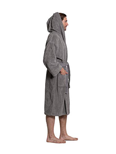 Turkuoise Men's Turkish Terry Cloth Robe, Thick Hooded Bathrobe4