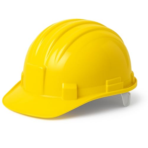 Casque de sécurité de chantier jaune – léger, réglable et confortable, haute visibilité, certifié CE, protection de sécurité pour la construction – Lemag srl (fermeture derrière la nuque)