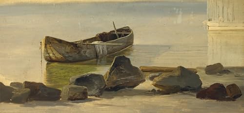 Une pirogue sur le lac de Starnberger affiche toile décoration murale Christian Ernst Morgenstern