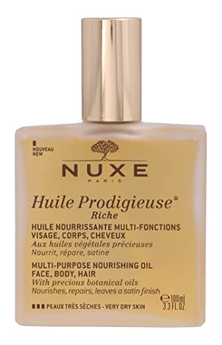 Nuxe Huile Prodigieuse Riche Visage-Corps-Cheveux 100 ml + Crème Fraîche de Beauté Crème Riche Hydratante 48H 15 ml Offerte