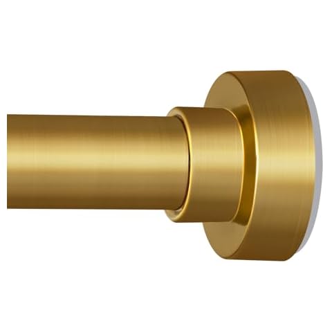 YNL Tension Curtain Rod 34-66 inches-Never Rust, Non-Slip, No Drill Adjustable Spring Tension Rod for Laundry Door Closet Stainless Steel, Brushed Gold Cover