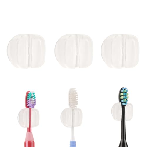 6 PCS Suction Cup Toothbrush Holder for Mirror, Electric Toothbrush Head Hanger Wall Mounted for Bathroom, Waterproof Multifunctional Hook for Towel, Key and Razor Clear