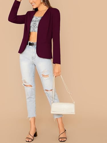 Milumia Women Long Sleeve Business Casual Blazer Open Front Office Solid Suit Jackets4