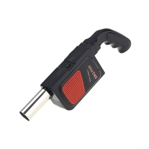 Ventilador eléctrico de mano para barbacoa para camping, picnic, parrilla, arrancador de carbón a pilas con flujo de aire moderado para controlar el polvo y las chispas, color negro