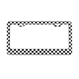 Black and White Checkerboard License Plate Frame Race Flag License Plate Holder Personalized Aluminum Metal Car Tag Cover Front Plates Frames for Women Men US Vehicles Standard 1Pcs