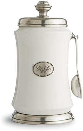 Arte Italica Tuscan Coffee Canister with Spoon, White