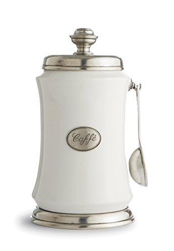 Arte Italica Tuscan Coffee Canister With Spoon, White #TOP2