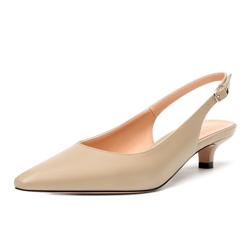 Women's Slingback Kitten Heel Closed Pointed Toe Wedding Party Dress Pumps Shoes