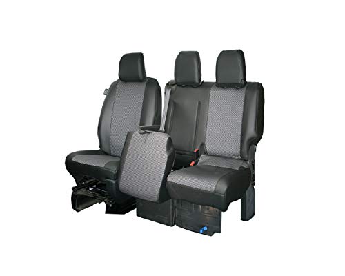 Tailored to fit the Vauxhall Vivaro 2019 Onwards/Citroen Dispatch, Peugeot Expert & Toyota Proace 2016 Onwards Leatherette Heavy Duty Seat Covers 1+2. With Two Piece Double Seat Base/Split Seats